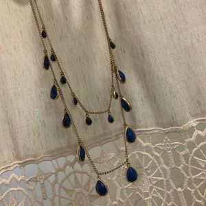 Long Blue Chunky Necklace